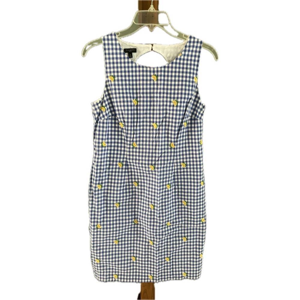 Talbots Blue Gingham Dress with Lemon Print - Picture 2 of 6